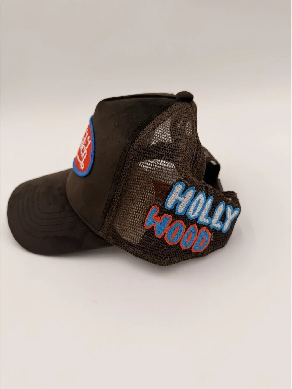 Von Dutch Hollywood Brown Velvet Trucker Hat with Red Blue Logo NWT